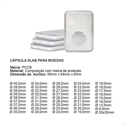 Imagem de 4 Cápsulas Acrílica para Moeda Slab PCCB 29mm