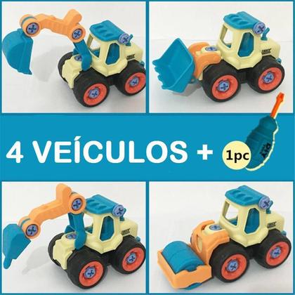 Imagem de 4 Carrinhos Brinquedo Monta E Desmonta Diy Diversos Modelos