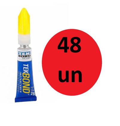 Imagem de 4 Cartelas Com 12 Colas Instantânea Multiuso Tek Bond 2 gr