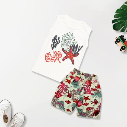 Imagem de 4 Conjunto Infantil Verão Regata Com Shorts Tactel Menino