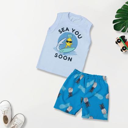 Imagem de 4 Conjunto Infantil Verão Regata Com Shorts Tactel Menino