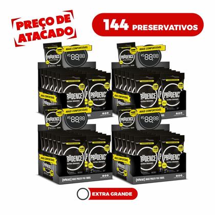 Imagem de 4 Cx Preservativo camisinha Extra Grande 56 mm Prudence c/ 3 total de 144 preservativos