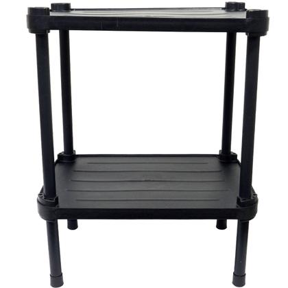 Imagem de 4 Estantes de Plástico Modular Multiuso 2 Prateleiras 1 Torre Preta Montável 26 Kg Qualyplas