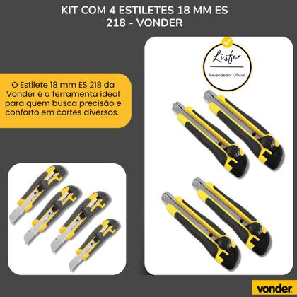 Imagem de 4 Estiletes De Lâmina Segmentada De 18mm Es 218 - Vonder