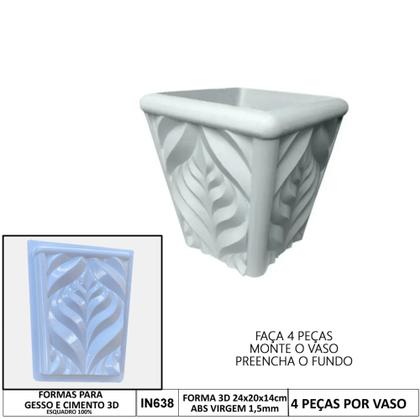 Imagem de 4 Forma 3d Vaso 25x22x15 Abs 1,5mm Molde Para Gesso/cimento Kit 4 Vasos