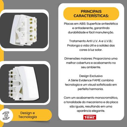 Imagem de 4 Interruptores Paralelo 16A Modulare/Evidence/ Blanc+ 3Way - FAME