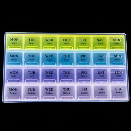 Imagem de 4 linha 28 quadrados semanais 7 dias tablet pílula titular caixa de medicina armazenamento organizador recipient