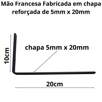 Imagem de 4 Mão Francesa Invertida 20cm Suporte Prateleira Gancho Cantoneira