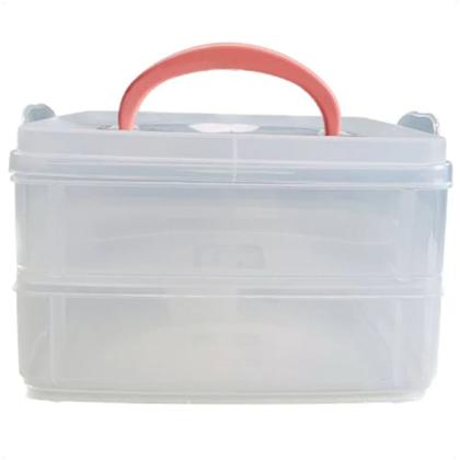 Imagem de 4 Marmitas Transparentes Kit Box 2 Andares Com 3 Divisórias