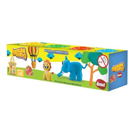 Imagem de 4 Massinhas Infantil Para Modelar Molda Mundo Dismat Mk442