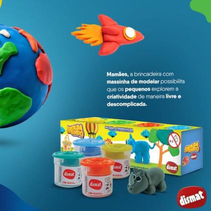 Imagem de 4 Massinhas Infantil Para Modelar Molda Mundo MK442 Dismat 