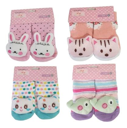 Imagem de 4 Meias Sapatinhos Rn Pantufas Bebê Infantil Menino Menina