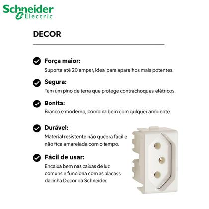 Imagem de 4 Módulo de Tomada PB Schneider Linha Decor 2PT 250V 20A PRM04731