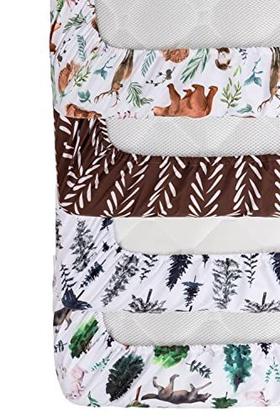 Imagem de 4 Pack Woodland Forest Animals Madeira Neutro Unissex Fitted Baby Berço Sheets Set para Baby Boys ou Meninas