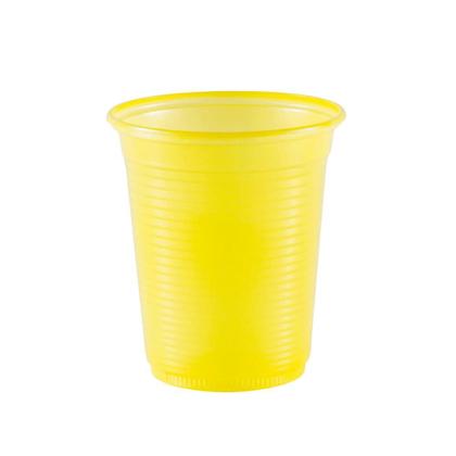 Imagem de 4 pacotes de Copo de 200ml Amarelo estriado PS Copaza com 50 unidades