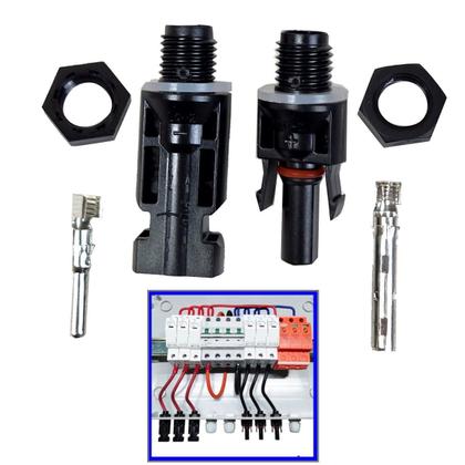 Imagem de 4 Pares Conector Mc4 Rosca M12 Energia Solar Stringbox