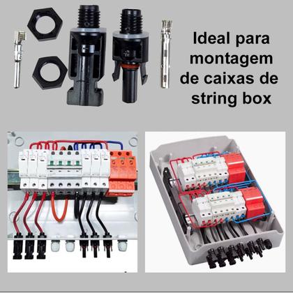 Imagem de 4 Pares Conector Mc4 Rosca M12 Energia Solar Stringbox
