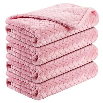 Imagem de 4 PCes Baby Blanket Flanela Fuzzy Cozy Throw Blankets Soft Warm Fleece Plush Sherpa Cobertor para recém-nascido e criança, berçário Swaddling cobertores para crianças do bebê (rosa claro, 28 x 40 polegadas)