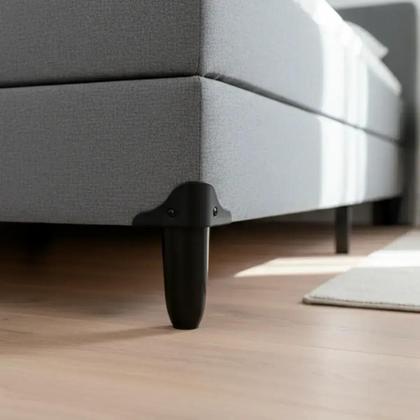 Imagem de 4 Pé Box 12cm Conico Com Bucha Americana Fixo Preto Móveis Cama Colchão Poltrona Sofá Rack Estante Armário Cômodo