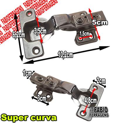 Imagem de 4 Peças - Dobradiça Para Armario Com Amortecedor De 35mm Super Curva