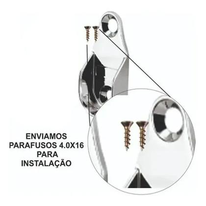 Imagem de 4 Peças - Suporte Lateral Para Tubo Oval Para Guarda Roupa Cromado