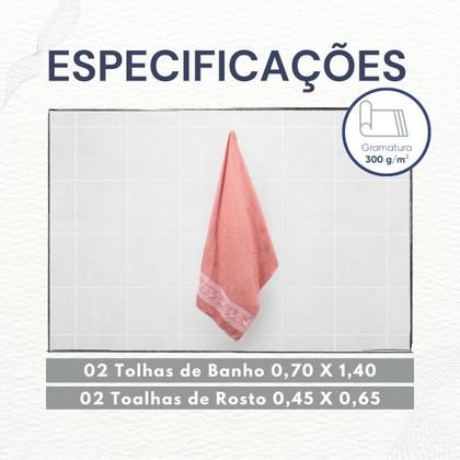 Imagem de 4 Peças Toalhas Grandes Rosto E Banho 100% Algodão Macias