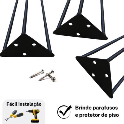 Imagem de 4 Pés Para Mesinha Lateral Hairpin Legs Aço Preto 60cm