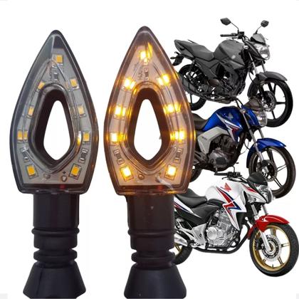 Imagem de 4 Piscas Seta De Moto Led Flecha Fume Esportiva Rosca