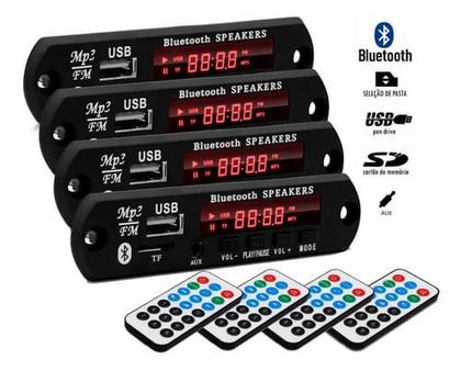 Imagem de 4 Placa P/ Amplificador Modulo Mp3 Bluetooth Usb Muda Pasta