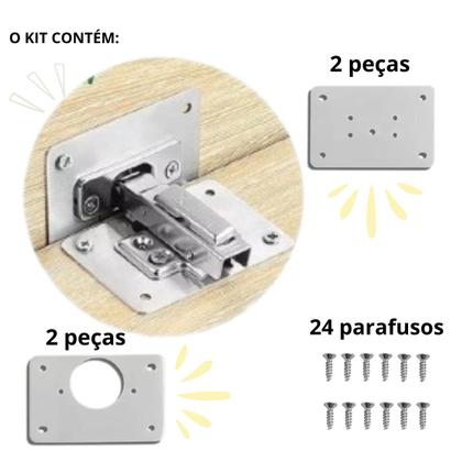 Imagem de 4 Placa Para Consertar Dobradiça de Armário MDF Porta Reparo