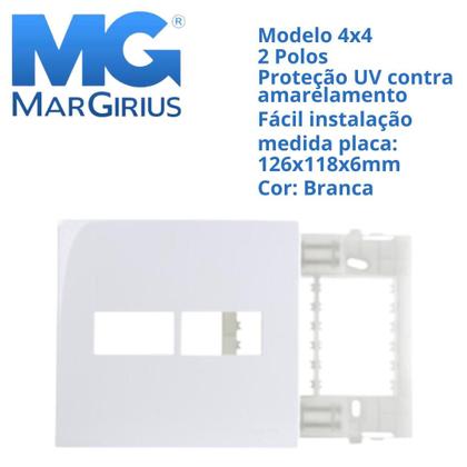 Imagem de 4 Placas Brancas 3 Postos Com Suporte 4x4 Margirius 