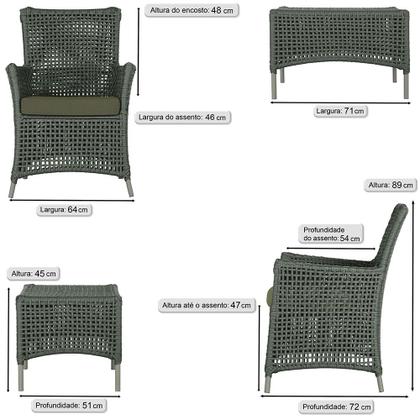 Imagem de 4 Poltronas e 1 Mesa Igapó em Alumínio Pintura Fendi Corda Náutica Estofado 13