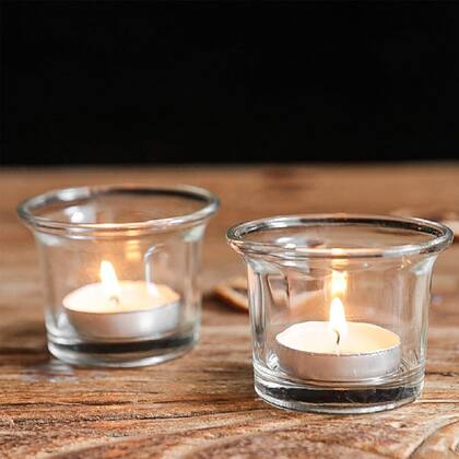 Imagem de 4 Porta Velas Castiçal Em Copo de Vidro Decorativo Multiuso