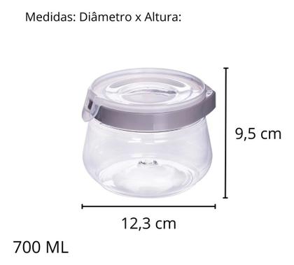 Imagem de 4 Potes 700 Ml Hermético Mantimento C/Trava Bolacha Biscoito