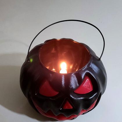 Imagem de 4 Potes de Abóbora Halloween Doces Decoração Por Vela Bruxas