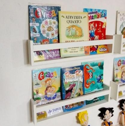 Imagem de 4 Prateleira 50cm livro infantil revistas e brinquedos, mdf branco