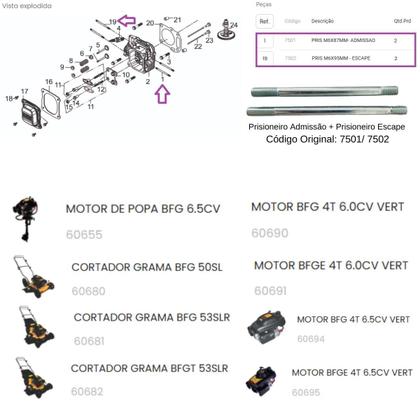 Imagem de 4 Prisioneiros Escape, Admissão P/ Motor BFG(E) 6.5 Vertical