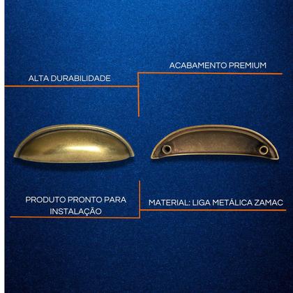 Imagem de 4 Puxador Concha para Gavetas, Móveis, Armários Ouro Velho