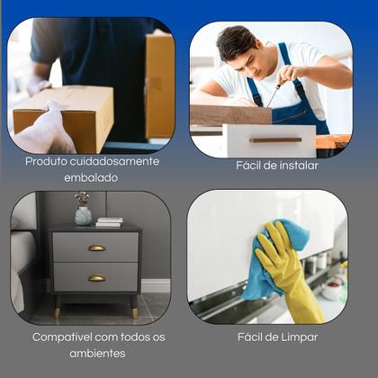 Imagem de 4 Puxador Concha para Gavetas, Móveis, Armários Ouro Velho