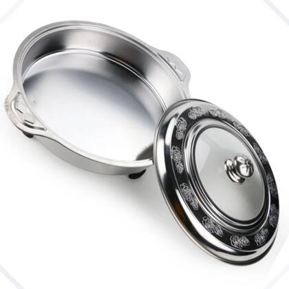 Imagem de 4 Rechaud Inox Leve Travessa Com Tampa Transparente Buffet REDONDO