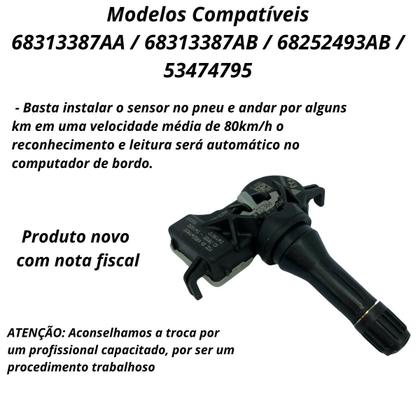 Imagem de 4 Sensores de pressão de pneu tpms 68105280AE ou 68313387AB mesma peça Chrysler 433 MHz Fiat Toro Jeep Compass Renegade