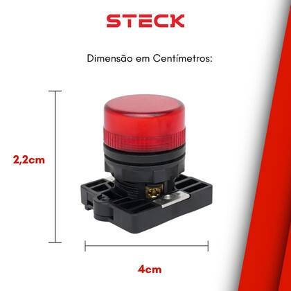 Imagem de 4 Sinaleiro LED Steck Luminoso Vermelho SLLSL1 Max Botton
