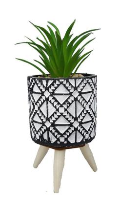 Imagem de 4 Suculentas Artificiais Vasinhos Com Pé Vaso De Cimento