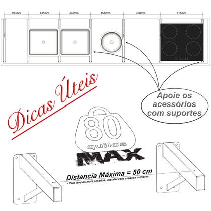 Imagem de 4 SUPORTES PIA PARAFUSAR BANCADA APARADOR 30 CM Branco