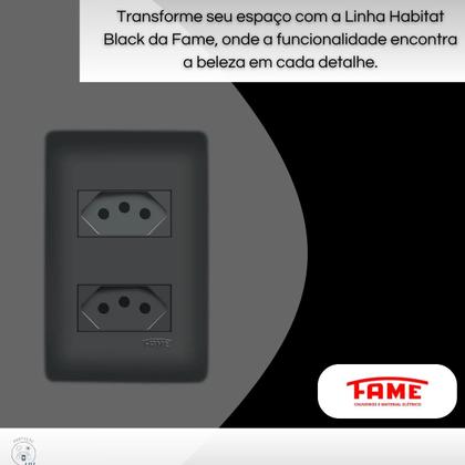 Imagem de 4 Tomadas Duplas Preta 2P+T Distanciadas 10A 250V Com Placa Habitat Black- FAME