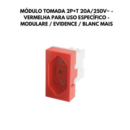 Imagem de 4 Tomadas Padrão 2P+T 20A Vermelha Simples MODULARE/EVIDENCE/ BLANC+ - FAME