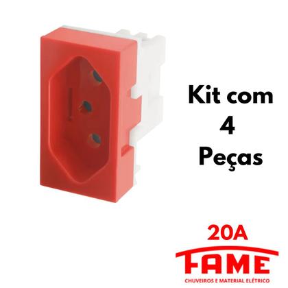 Imagem de 4 Tomadas Padrão 2P+T 20A Vermelha Simples MODULARE/EVIDENCE/ BLANC+ - FAME