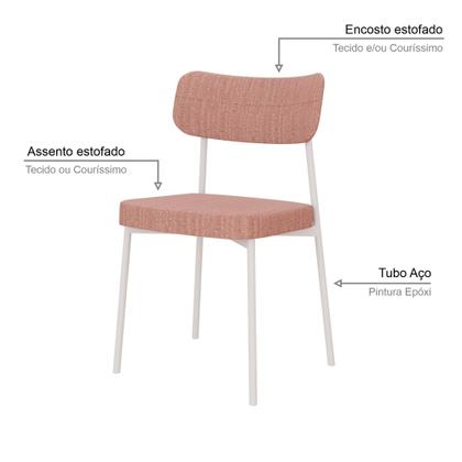 Imagem de 4 Un. Cadeira Fixa Estofada Mynna c/Pés Brancos