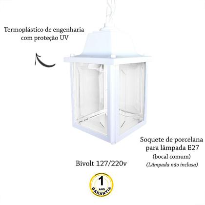 Imagem de 4 Un Pendente Vintage Externo Colonial Beirado Branco Alz16