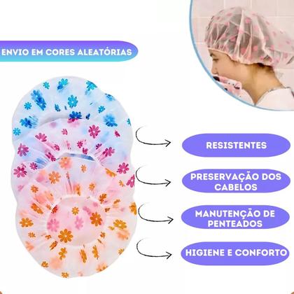 Imagem de 4 UN Touca De Banho Plástico Impermeável  Reutilizável